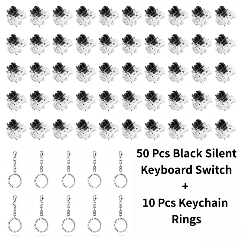 36/50/75PCS Keyboard Clickers for 3D Prints, Strong Tactile Bump, 3-Pin Mechanical Keyboard Switches Extra 10PCS Metal Keychain