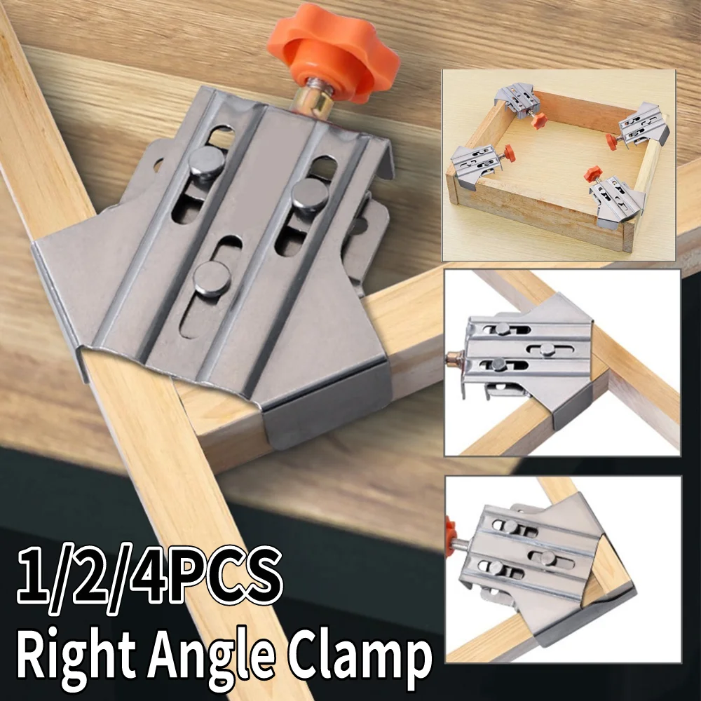 1-4PCS 90 Degree Right Angle Clamp Stainless Steel Woodworking Splicing Quick Clamp Adjustable Swing Jaw for Precise Joinery ﻿