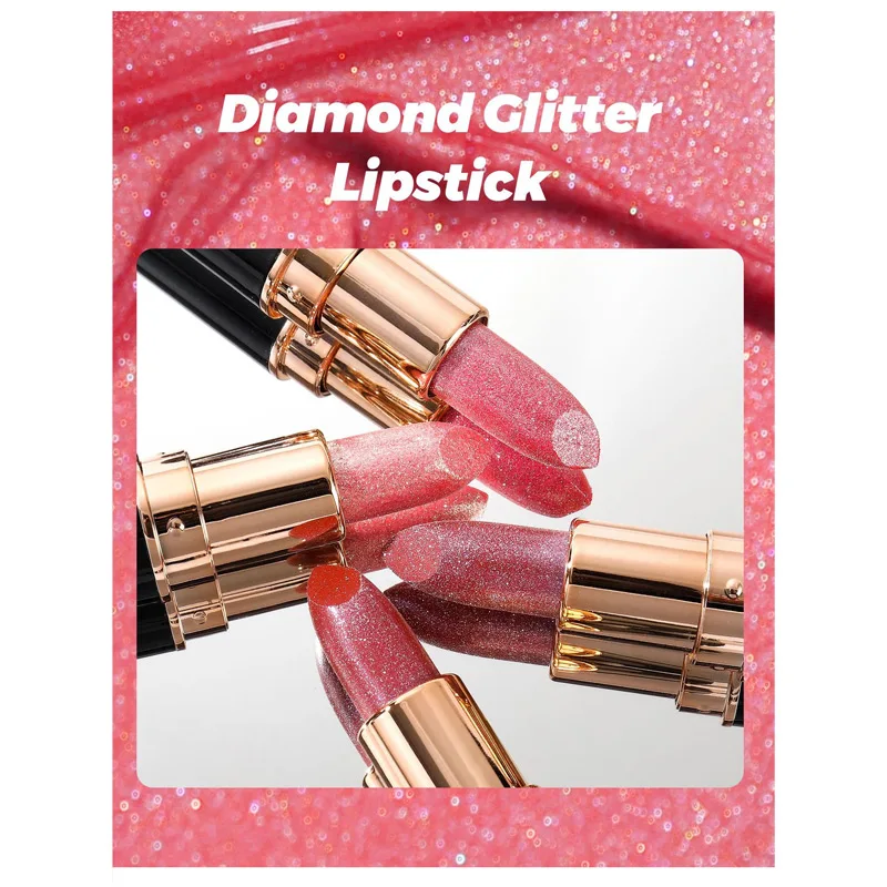 Zwarte Buis Glanzende Diamant Lippenstift Parel Hydraterende Glitter Lip Tint Balsem Waterdichte Blijvende Lipgloss Shimmer Sexy Lip Make-up