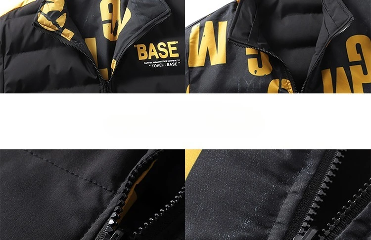 Thick Hooded Parkas Men Double-Sided Wear Men's Puffer Jacket Outdoor Winter Thickened Down Coat Letter Print Casual Parka Coats