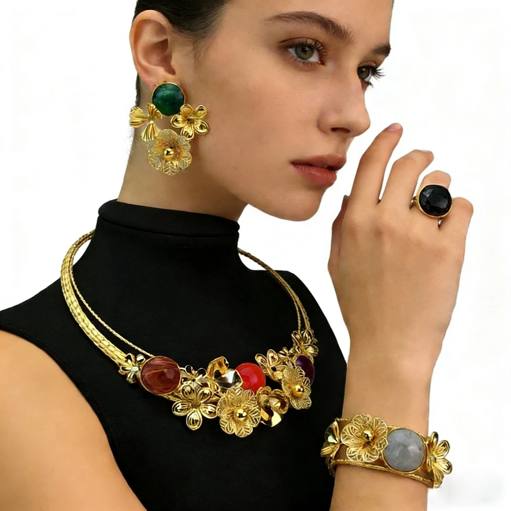 Latest Brazilian Exquisite Handmade Beautiful Necklace Wedding Party Accessories Fashion Women Jewelry Set FHK18370