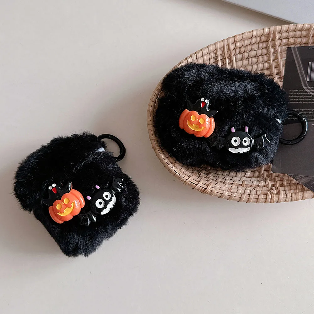 Halloween Ghost Bat Pumpkin Case for AirPods Pro 2 Pro2 Plush fur Earphone Protective Cover for Air pods 1 2 3 All Saints' Day