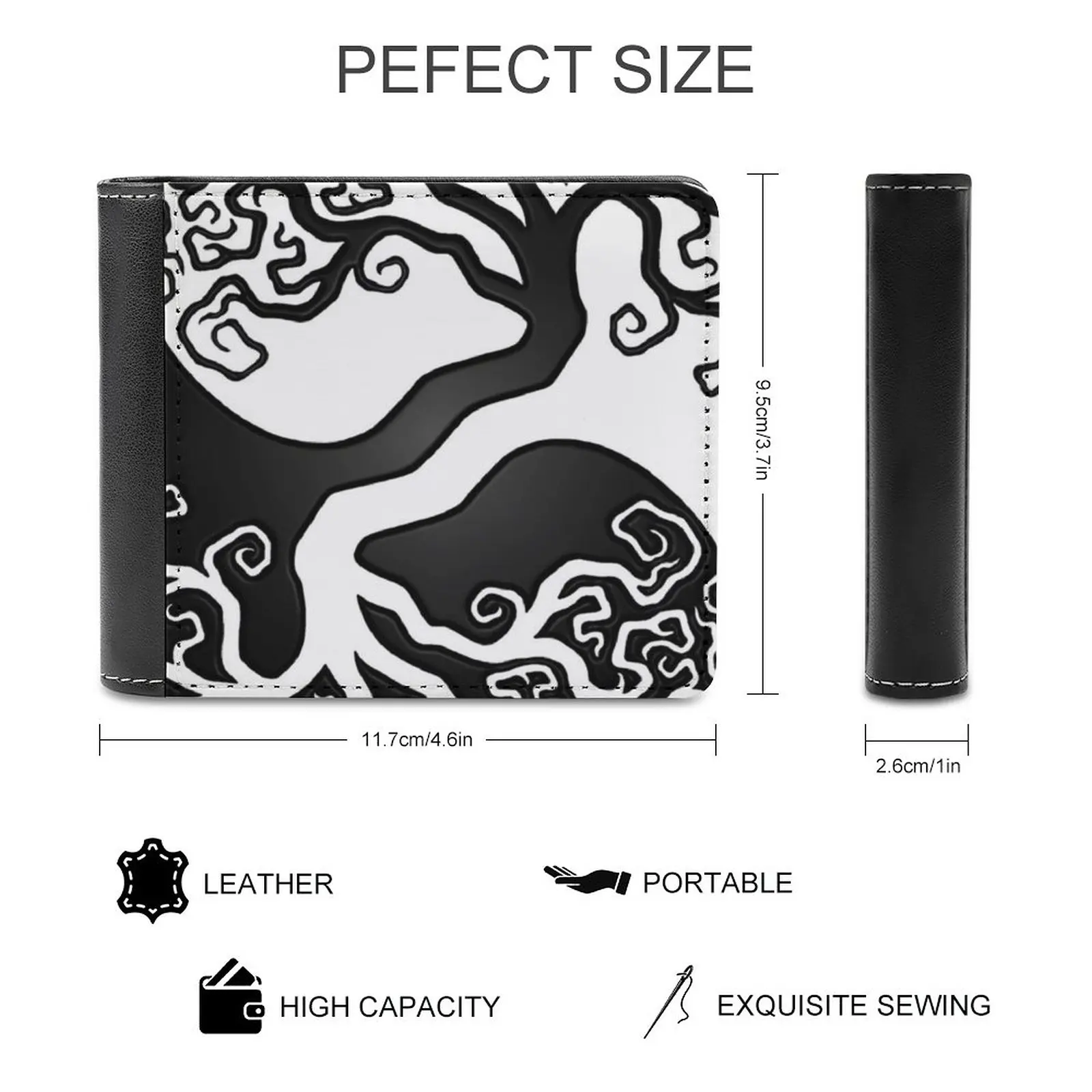 White And Black Tree Of Life Yin Yang New Men Wallets Pu Leather Men Purse High Quality Male Wallet Yin Yang Tree Yin Yang Tree