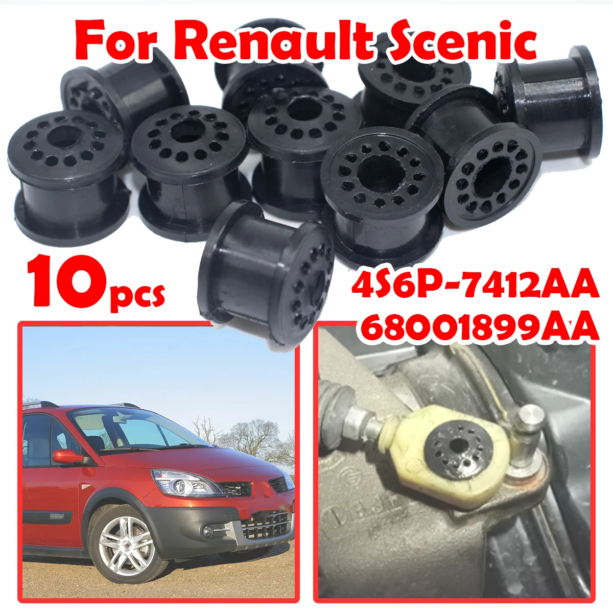 10pcs 5Speed Gearbox Cable Linkage Rubber Bushing For Renault Scenic Shift Lever Assembly Repair Kit Replacement Part 68001899AA
