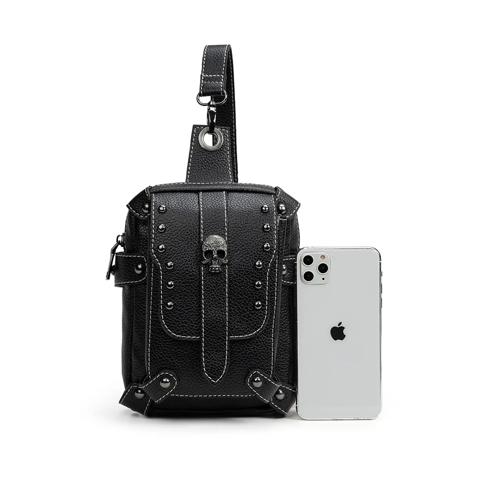 Steampunk Vintage Rivet Biker Bag One Shoulder Crossbody Women's Motorcycle Mobile Phone Wallet Underarm Bag