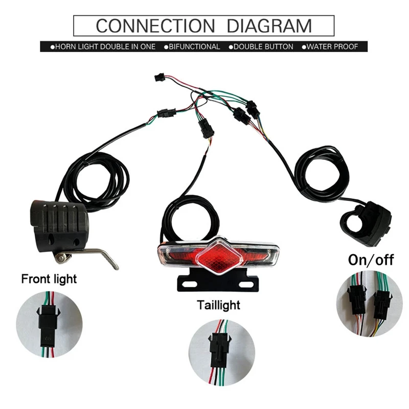 EBike Headlight Taillight DK336 Set Front/Rear Light Electric Bike LED Lights SET for 36V 48V 52V 60V-AD23