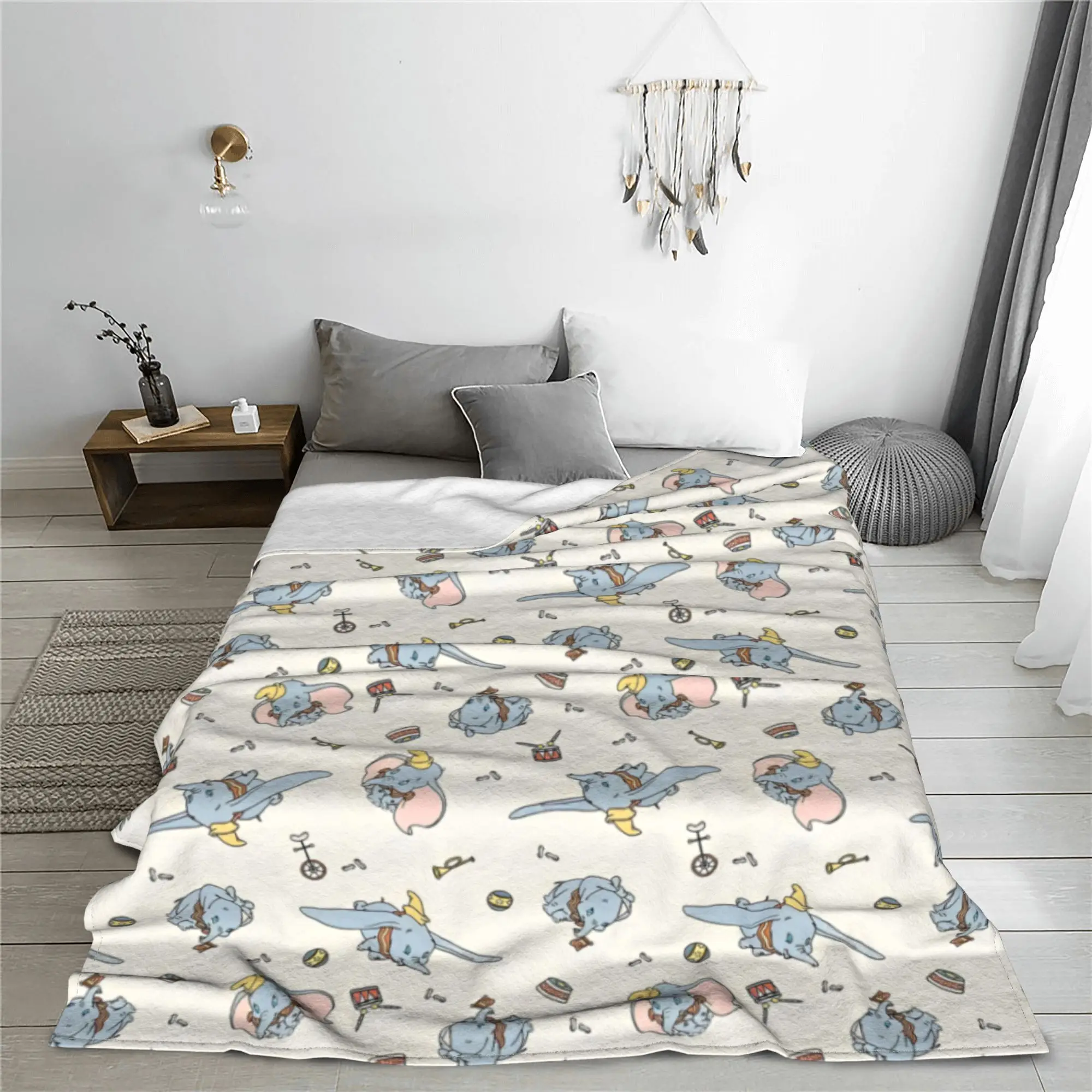 Dumbo Cartoon Cute Elephant Blankets Fleece Textile Decor Anime Funny Breathable Warm Throw Blanket for Sofa Car Rug Piece