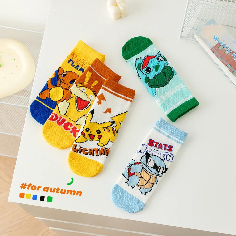 5 Paar Pikachu Kinder socken Kawaii neuen Sommer Cartoon 1-12 Jahre alte Kinder kurze Baumwoll socke für Mädchen und Jungen Geschenke