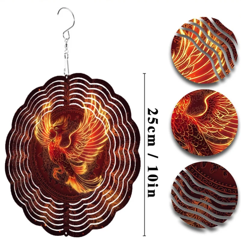 1pc Metal Wind Chime Features a Phoenix Design and Comes with a  or Balconies During Spring and Summer.