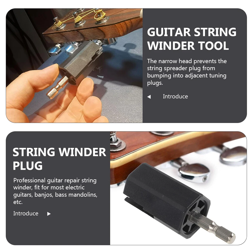 

2 Pcs Drill Guitar Button Replacement Tool Electric Tools and Accessories Tuning Black Metal Peg Winder