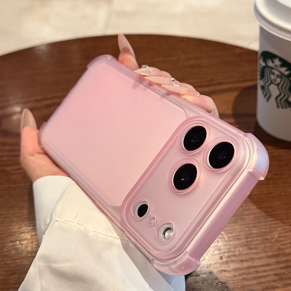 Bonita funda de teléfono transparente mate para iPhone 17 Air 16E 14 15 16 11 12 13 Pro Max Plus X XS MAX XR, funda protectora a prueba de golpes