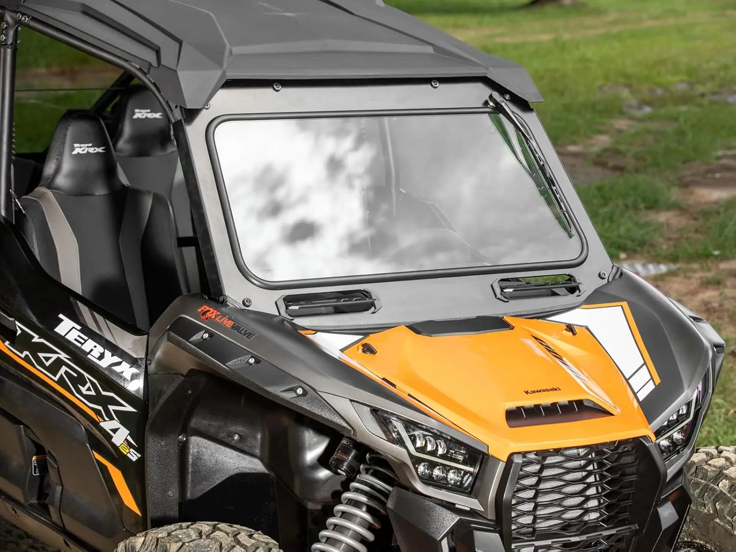 Superatv Vented กระจกหน้ากระจกพร้อมที่ปัดน้ําฝนสําหรับ 2020+ Kawasaki Teryx Krx 1000 |   2023+ เทอริกซ์ คริกซ์ 4 1000 |   ดอท