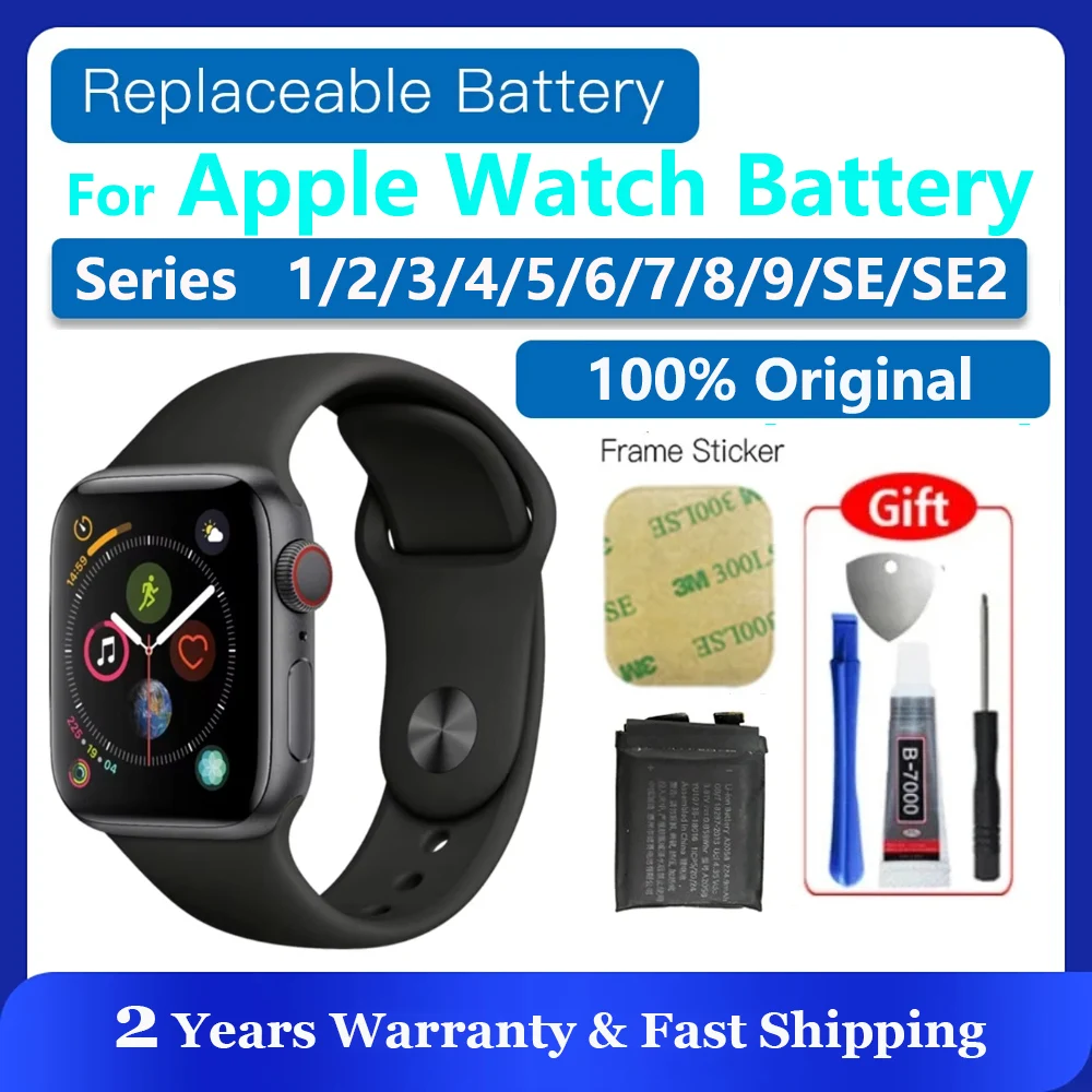 New Genuine Batteries For Apple Watch Series SE 1 2 3 4 5 6 7 8 IWatch S1 S2 S3 GPS LTE S4 S5 S6 S7 S8 S9 SE 38/40/41/42/44/45