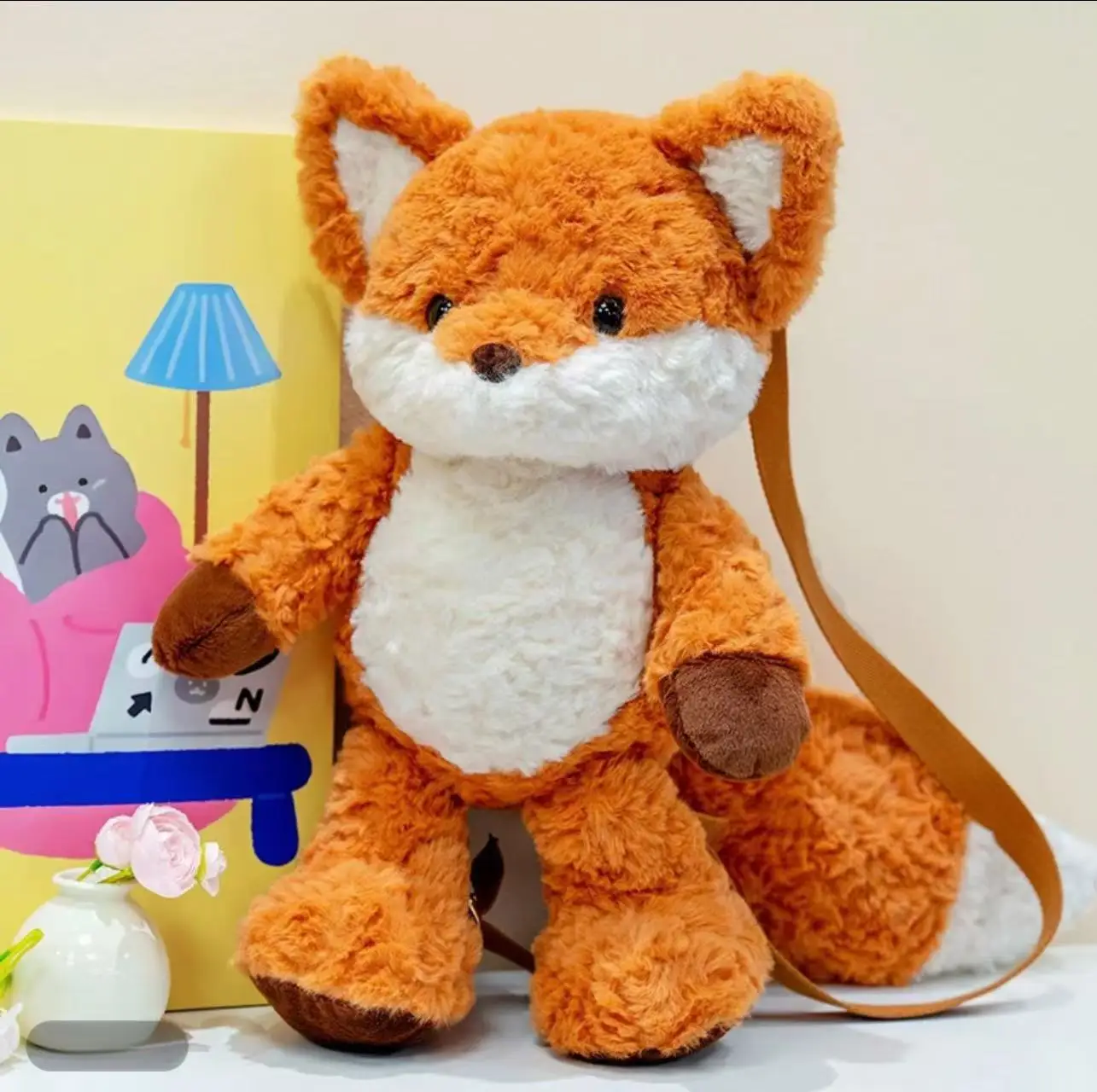 Kawaii Running Fox Doll Pluche Rugzak Leuke Fox Doll Grote Capaciteit Rugzak Draagbare Reizen Decoratieve Tas