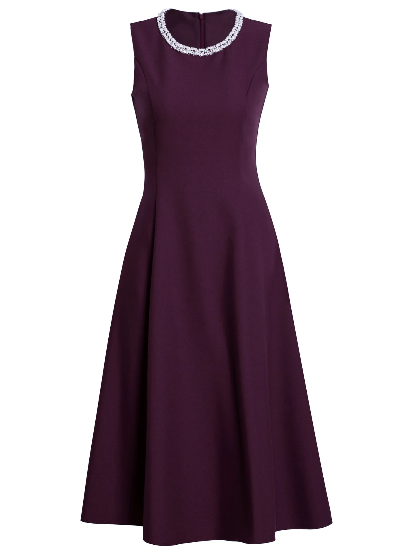 ZJYT 여성용 비딩 O넥 민소매 베이직 드레스 가을 신상 2025 패션 솔리드 미디 탱크 캐주얼 파티 드레스 여성 의류