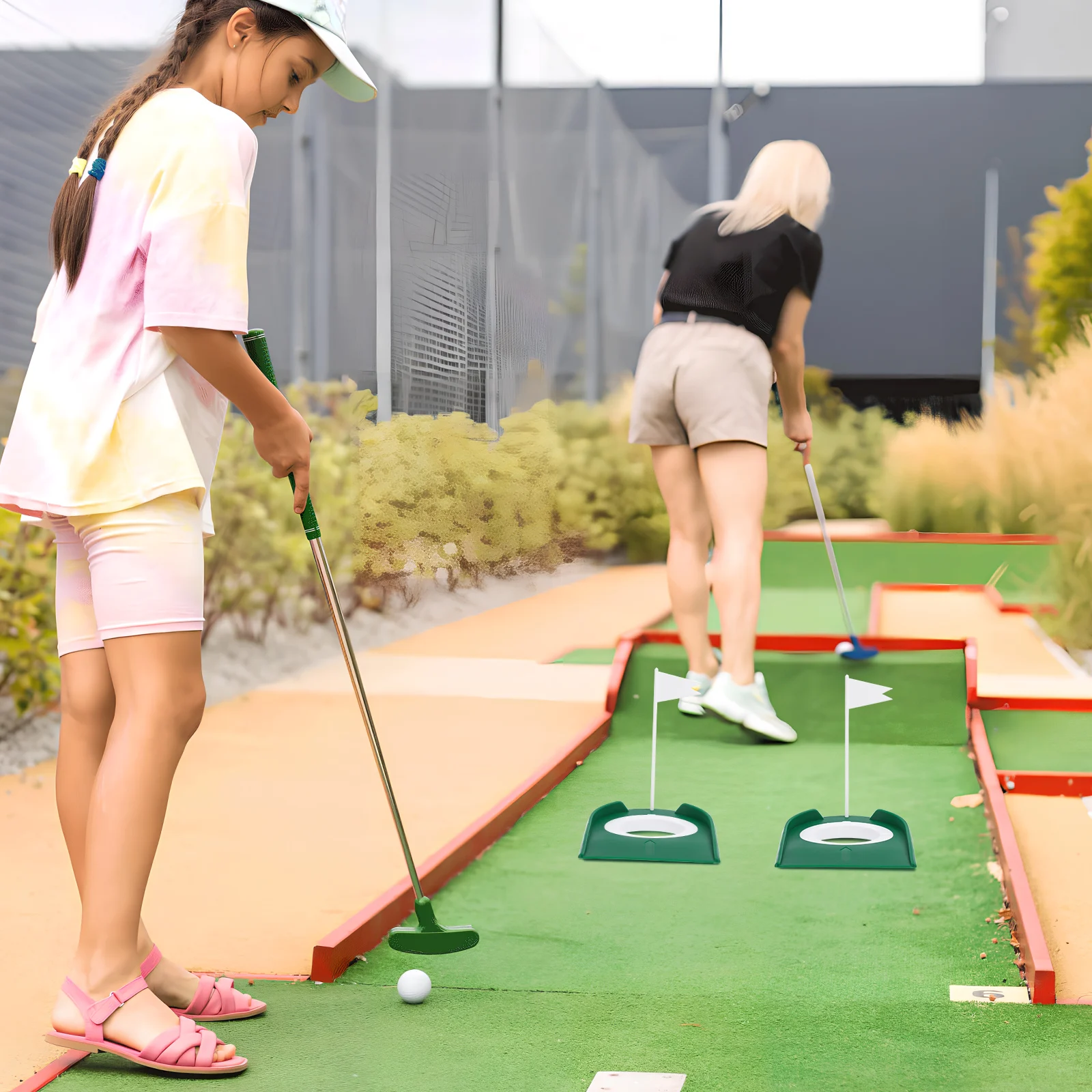 

2pcs Golf Putting Disc Cup 133mm X 173mm Green PP Material Detachable Design Practice Training Aid For Home Office Use