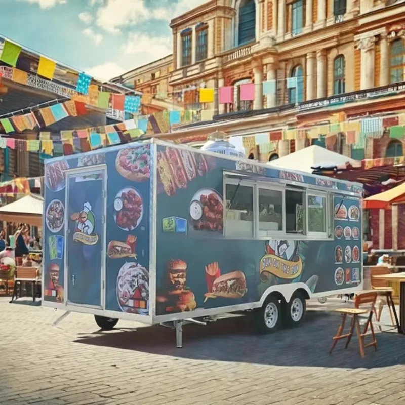 Crispy Fried Chicken Mobile Food Trailer Truck Fully Equipped Kitchen for High Traffic Music Festivals