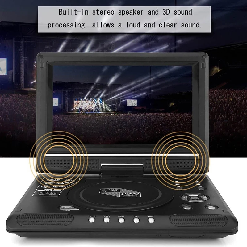 9.8 Inch Draagbare Huis Auto Dvd-Speler Draaibare Vcd Game Tv-Speler Radio Adapter Ondersteuning Fm Radio Radio-Radio Ontvangen-Ons Plug