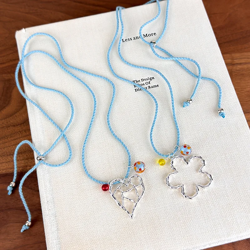 Long Cord Sweet Summer Dopamine Design Premium Sturdy Fashion Jewelry Women Gift Necklace Hollow Heart Flower Liquid Style
