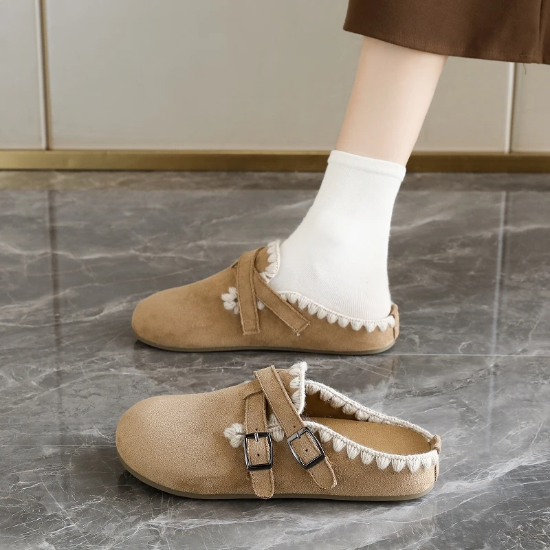 

Half Shoes Women's 3.5cm Platform Mules Slip On Closed Toe Backless Loafers Slippers, Thick Sole Flat Sneakers Casual Shoes