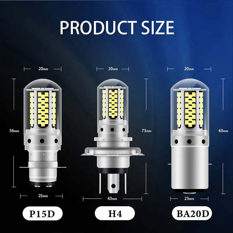 1PCS Motorcycle Headlight H4 Moto H6 BA20D P15D Lamp 12V 6000K 108Pcs Chips LED Super Bright Autobike Fog Lamp ATV Lamp