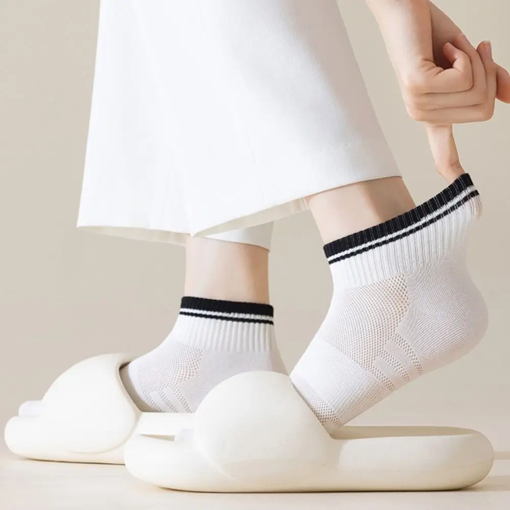 

10Pairs Comfortable Sweat Absorption Women Ankle Socks Breathable Hosiery Mesh Thin Socks Anti Slip Short Tube Socks Ladies Girl