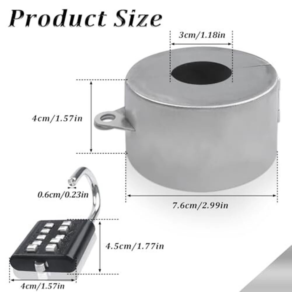 Silver Combination Lock Case For Outdoor Faucet Hose Bib Tap Water Spigot Security Cover Theft And Water Waste Yard
