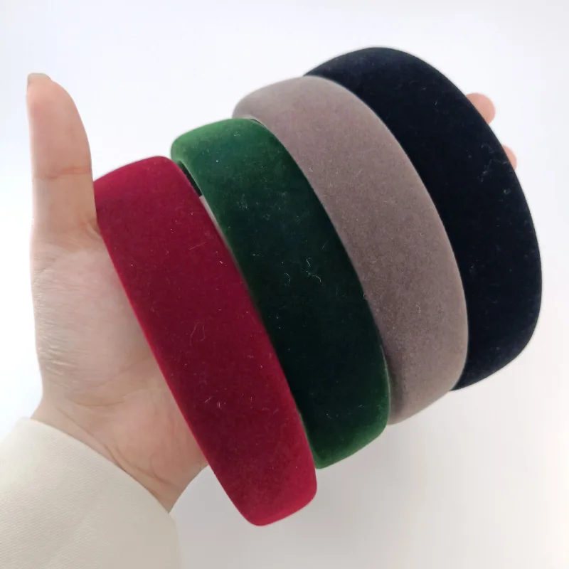 3/3,5 cm Winter Dicke Stirnbänder für Frauen Samt Schwamm Haarband Mädchen Breite Haar Lünette Elastizität Gepolsterte Kopfbedeckung haar Zubehör – Detail 4