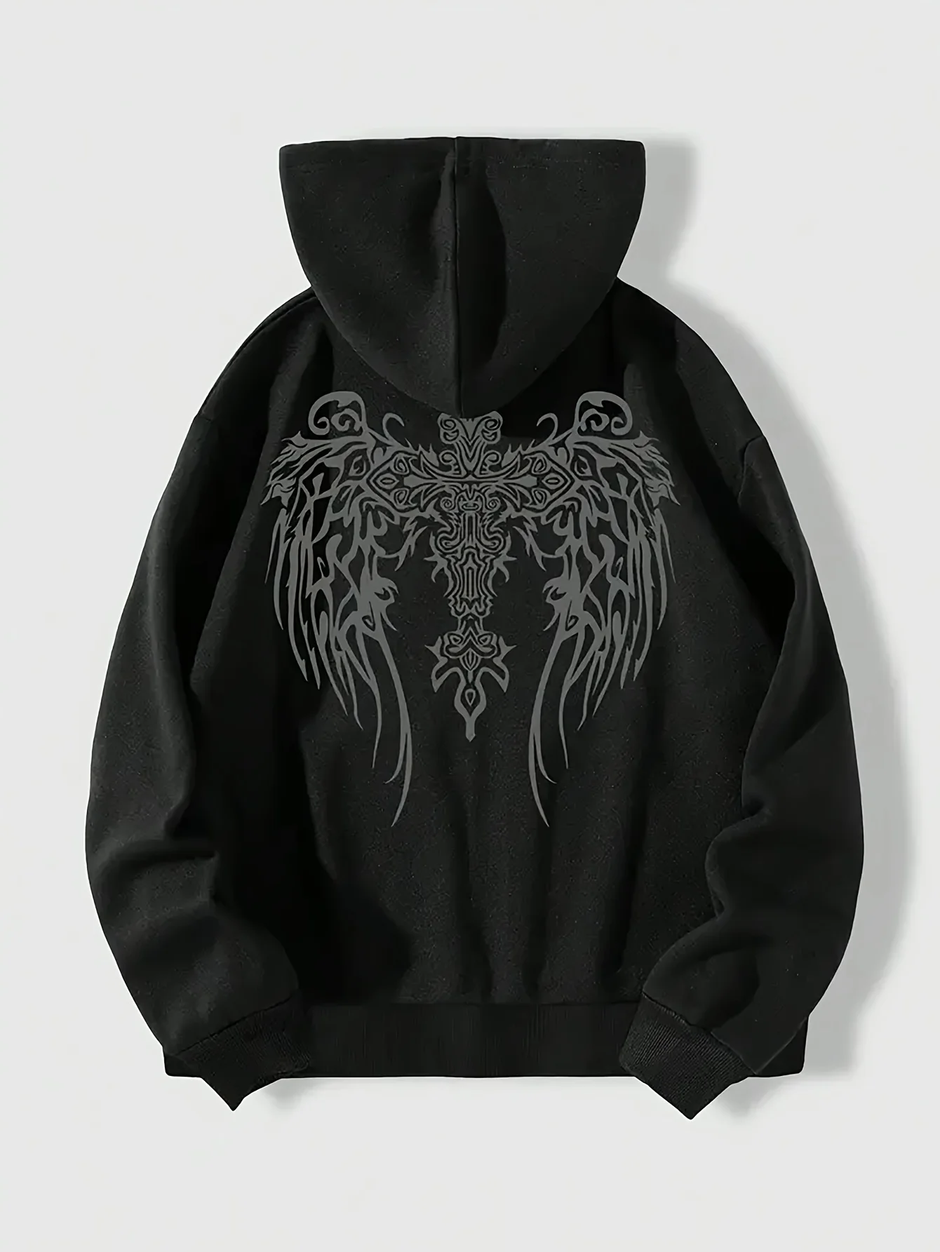 

Gothic Winged Cross Graphic Printing Autumn and Winter Pure Cotton Men's and Women's Hoodies Casual Outdoor Street Sports
