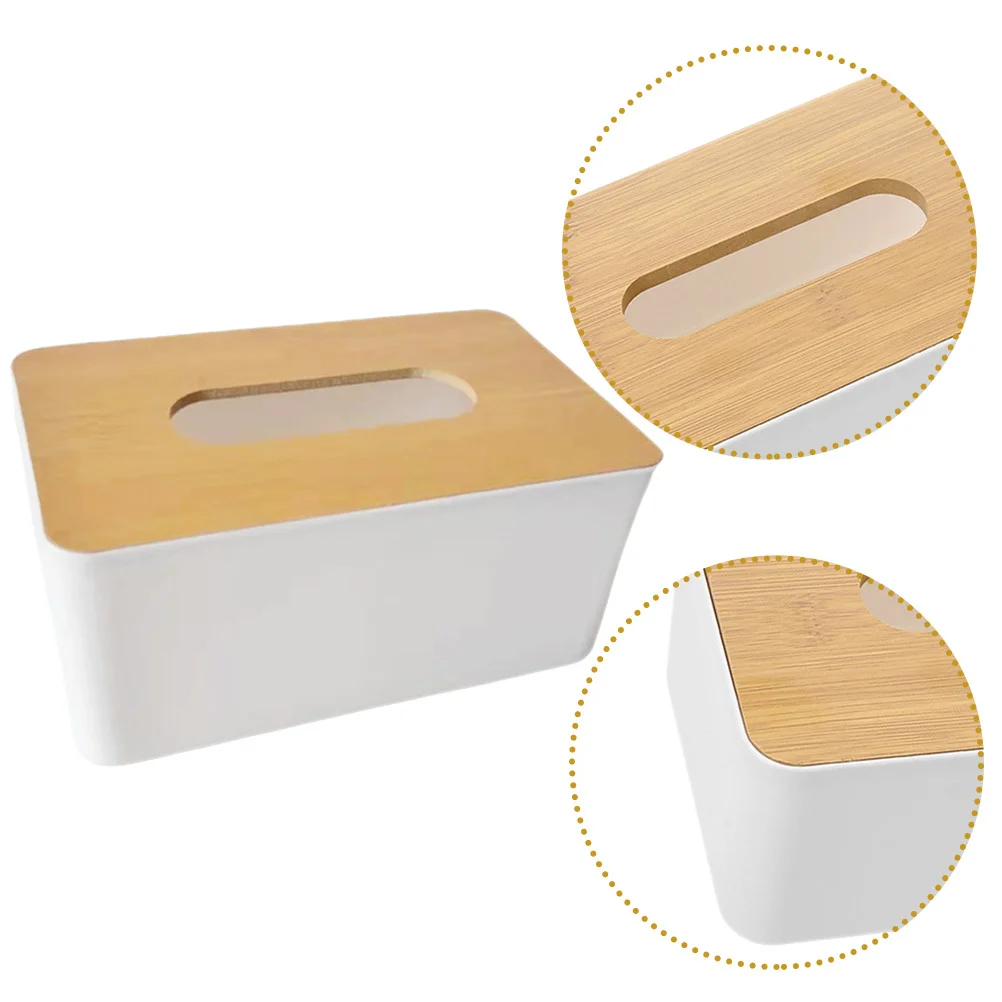 

2pcs Wooden Top Tissue Box Holder Rectangular Large Capacity For Home Office Bathroom Bedroom Desktop Vintage Style Tissue