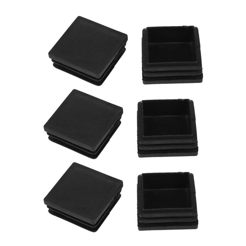 40Mm X 40Mm Plastic Square Tube Inserts End Blanking Caps Black 30 Pcs Retail