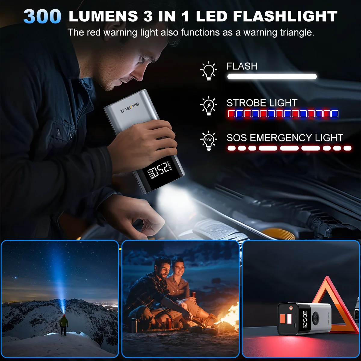 4 في 1 7500A سيارة الانتقال كاتب PowerBank 150PSI مضخة هواء 12 فولت بطارية الداعم ل 10.0L البنزين ومحركات الديزل 8.0L #4