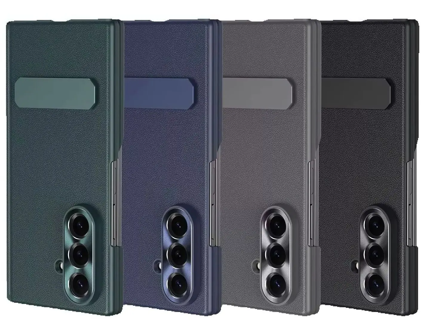 Luxury Shockproof Cover PC+PU+Metal Stand For Samsung Galaxy Z Fold4 5 6 7, Phone Case Hinge Protection Skins Shell Back Cases