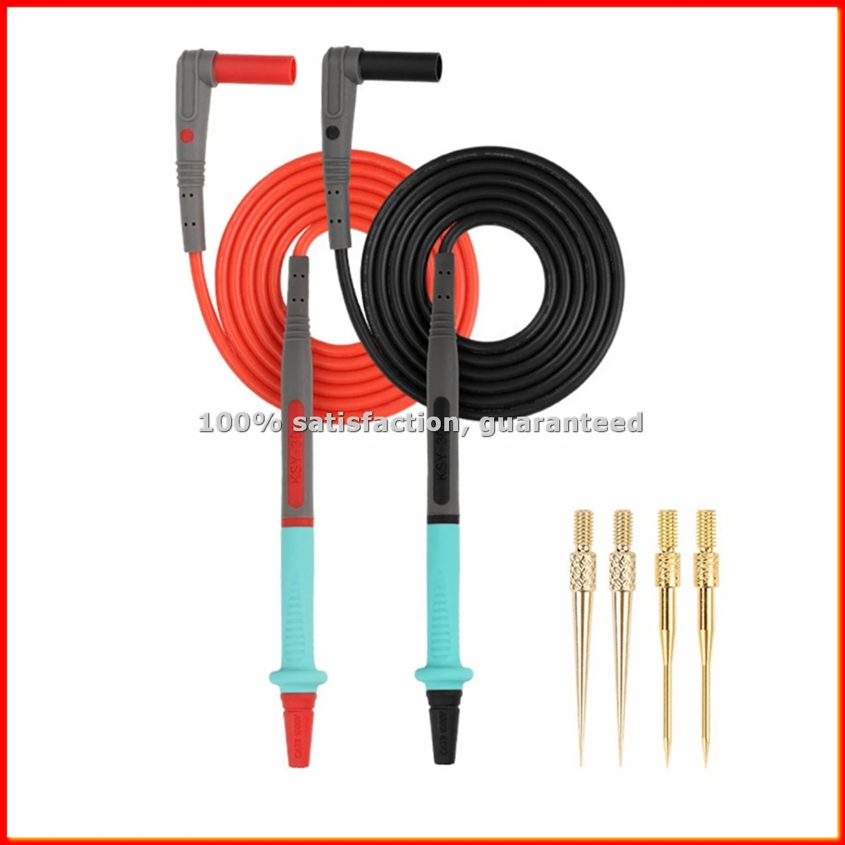 Stainless Steel Multimeter Pen Silicone Test Leads Set 0.1mm Replaceable Gold Plated Probe for Digital Multimeter-ABLM