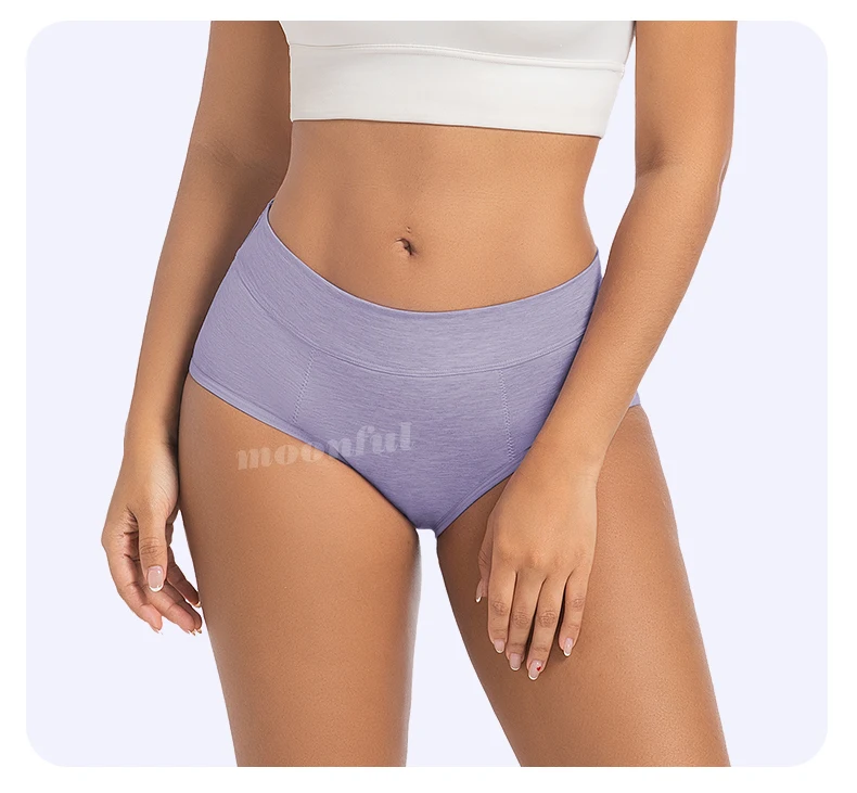 Biancheria intima a prova di perdite a vita alta per le donne a prova di perdite in cotone durante la notte slip mestruali lingerie da donna, Blu, 4XL