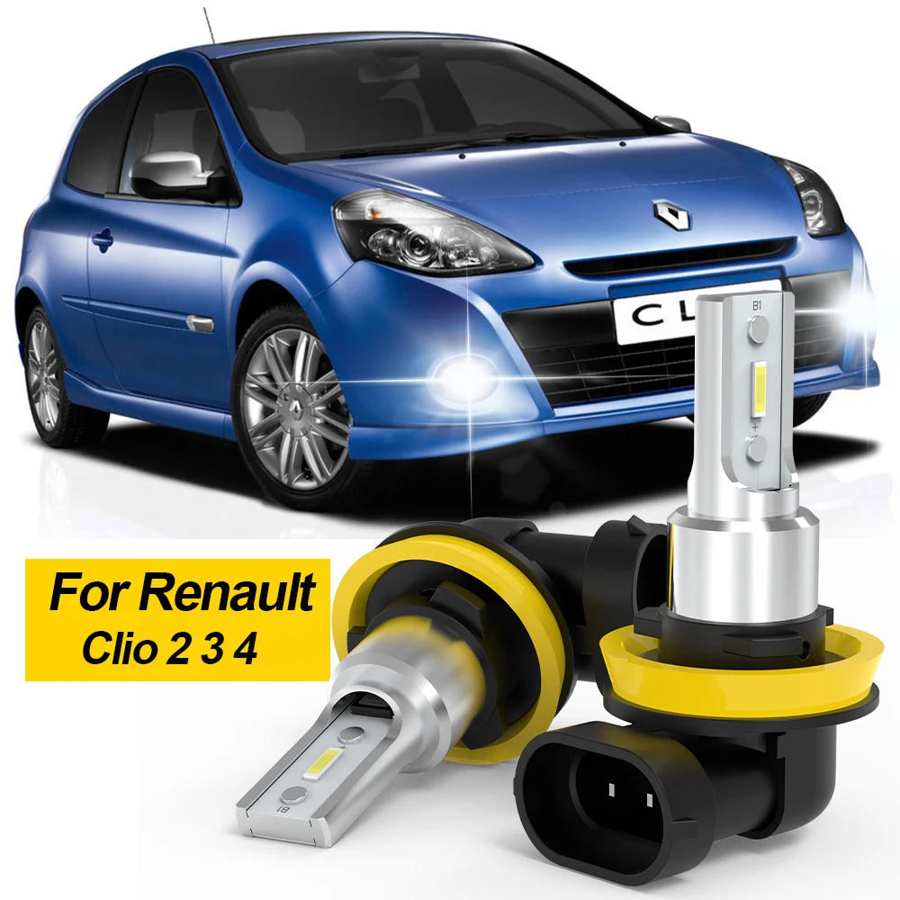 

BMTxms 2X H8 H11 LED Car Fog Light Bulb Yellow White Car Driving Lamp For Renault Clio 2 3 4 2002-2018 2008 2009 2010 2011-2017