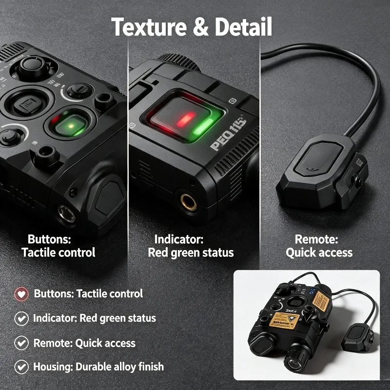 Complete Dual Control Rat Tail Set Alloy PEQ15 Red and Green Indicator M300A M600C Lamp