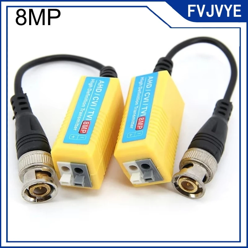 1Pair 4K 8MP CCTV Passive Balun RJ45 CCTV Video BNC Supply Power Cable Camera Connector to Twisted Support 8MP AHD/CVI/TVI .A2