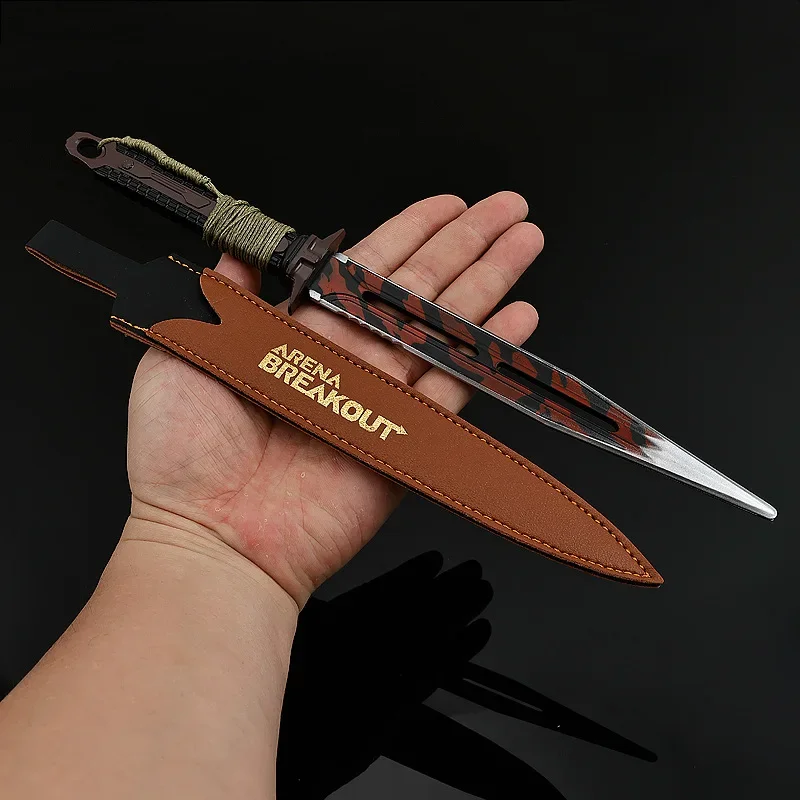 29cm ARENA BREAKOUT: INFINTE Victory Army Knife Metal Model with Holster Safety Outdoor Training Knives Steel Katana Toys Mans