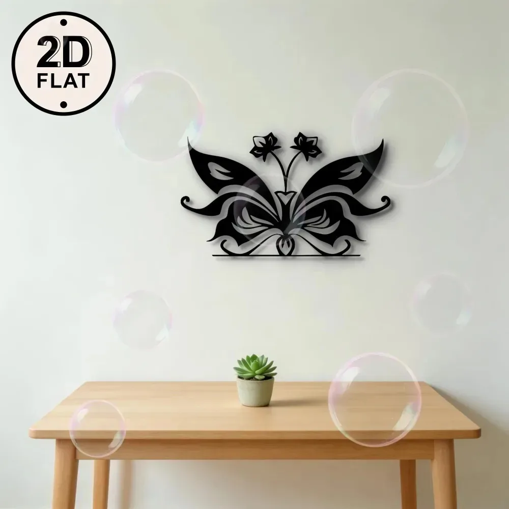 CIFBUY Iron Wall Art Metal Butterfly Flower Decor Minimalist Hanging Decoration Easy Install Home Garden Wall Decor