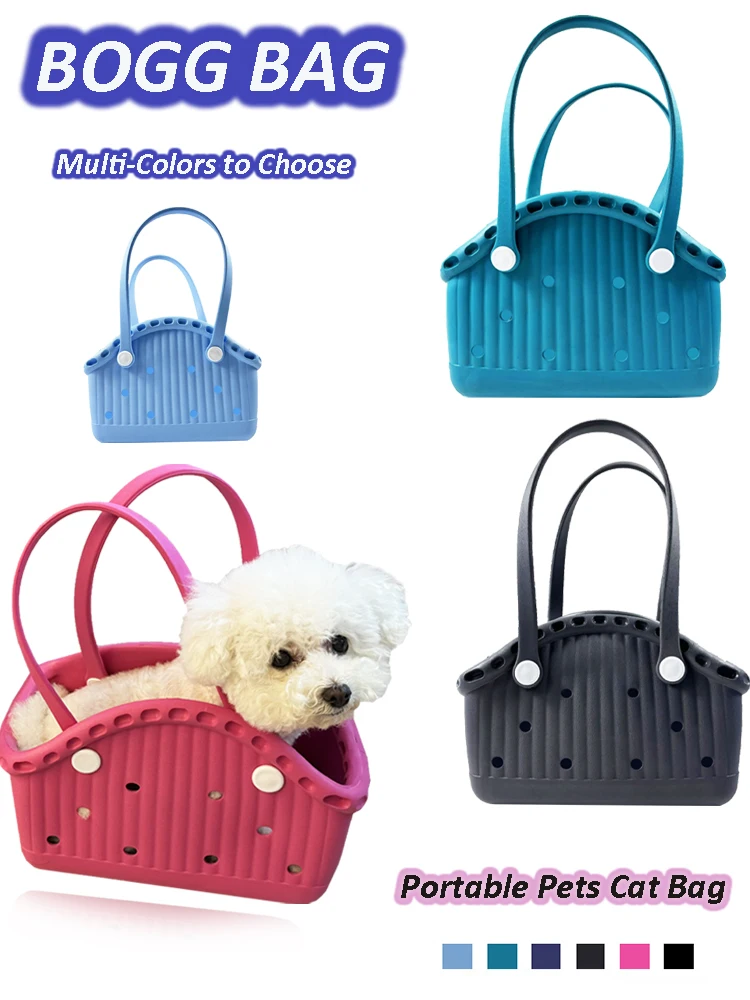 

Eva Portable Pets Cat Bag Beach Bag Waterproof Extra Large Tote Bag Beach Basket pet Handbag Shoulder Solid Color Jelly Bag