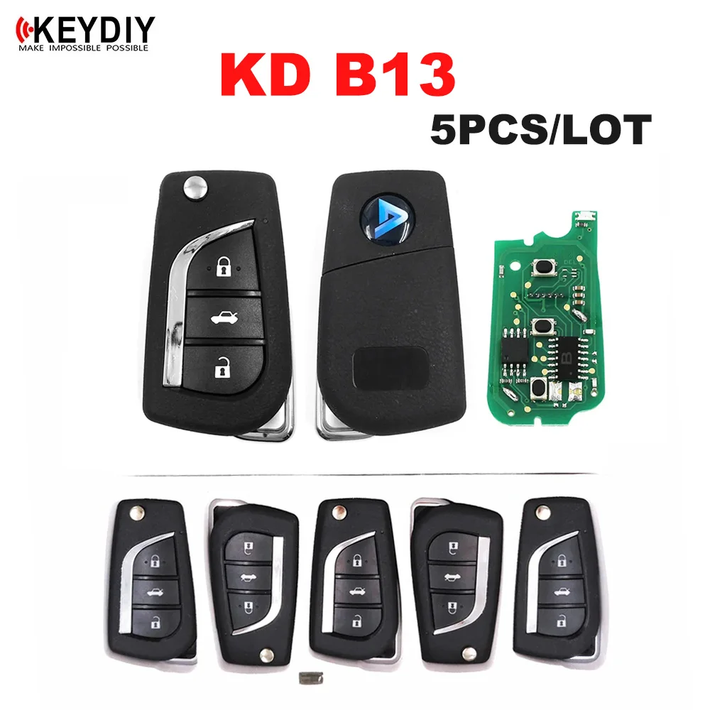 5 unids/lote KEYDIY B13 B13-2 B13-2 + 1 llave remota de coche Universal KD llave de coche para Toyota Style KD900 B Series KD-X2/KD-MAX/KD MINI llave