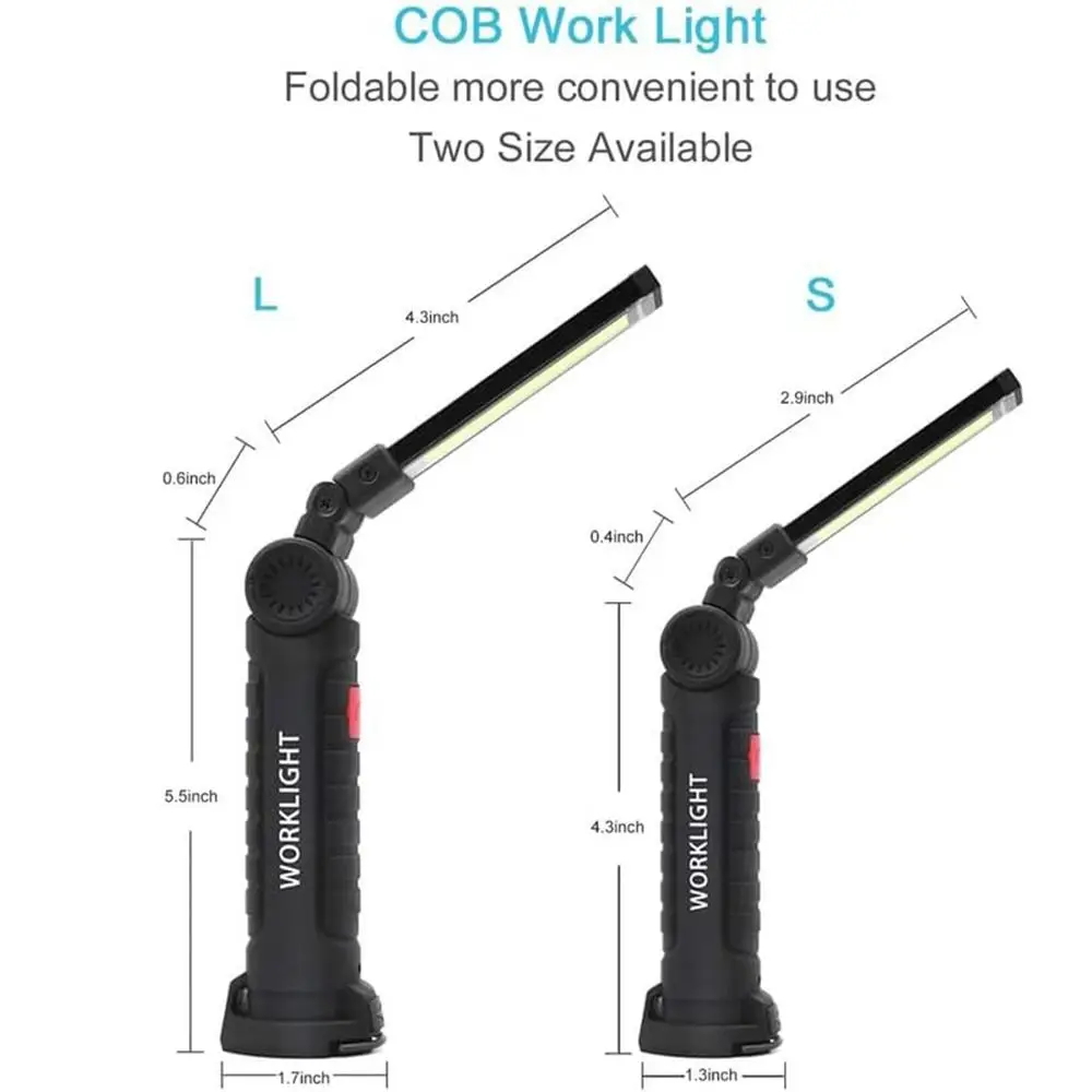 Rechargeable Bright LED Flashlight Versatile Lighting Mechanic Light Portable Mechanic Work Flashlight LED Folding Flashlight