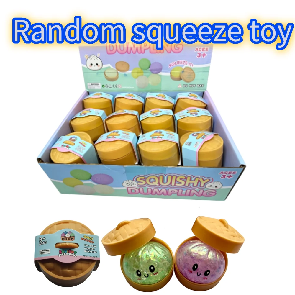 Blind Box Bunte Dumpling-Quetschfigur mit Bambus-Dampfgarer, weicher TPR-Teigball, Entspannungs-Fidget-Spielzeug, kreatives lustiges Geschenk