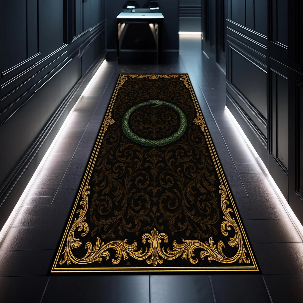 Antique Ouroboros Snake Golden Carving floor mat study hallway entry Mat nonslip Entry Door Mat home decor Christmas Present