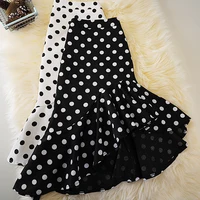 Falda larga de cola de pez irregular de cintura alta de punto de verano para mujer aline