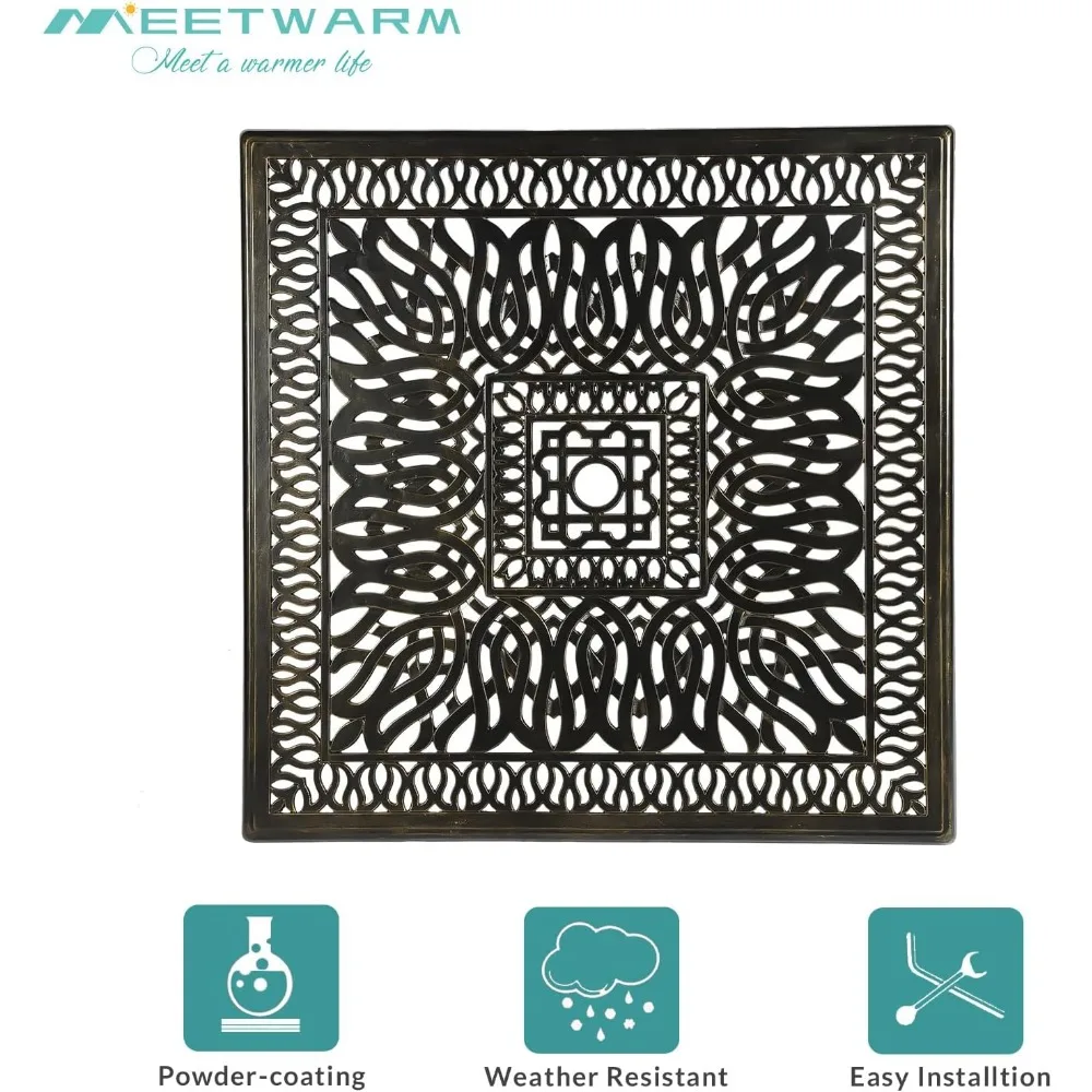 طاولة بار بار بارتفاع الفناء من MEETWARM، طاولة بيسترو بارتفاع 35.4 بار، طاولة طعام مربعة الشكل من الألومنيوم المصبوب في الهواء الطلق مع 2. #5