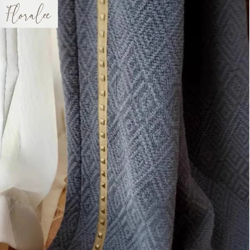 American Curtains For Living Room Bedroom Thickened Cotton Linen Full Shade Simple Light Luxury Simple European Curtain Custom