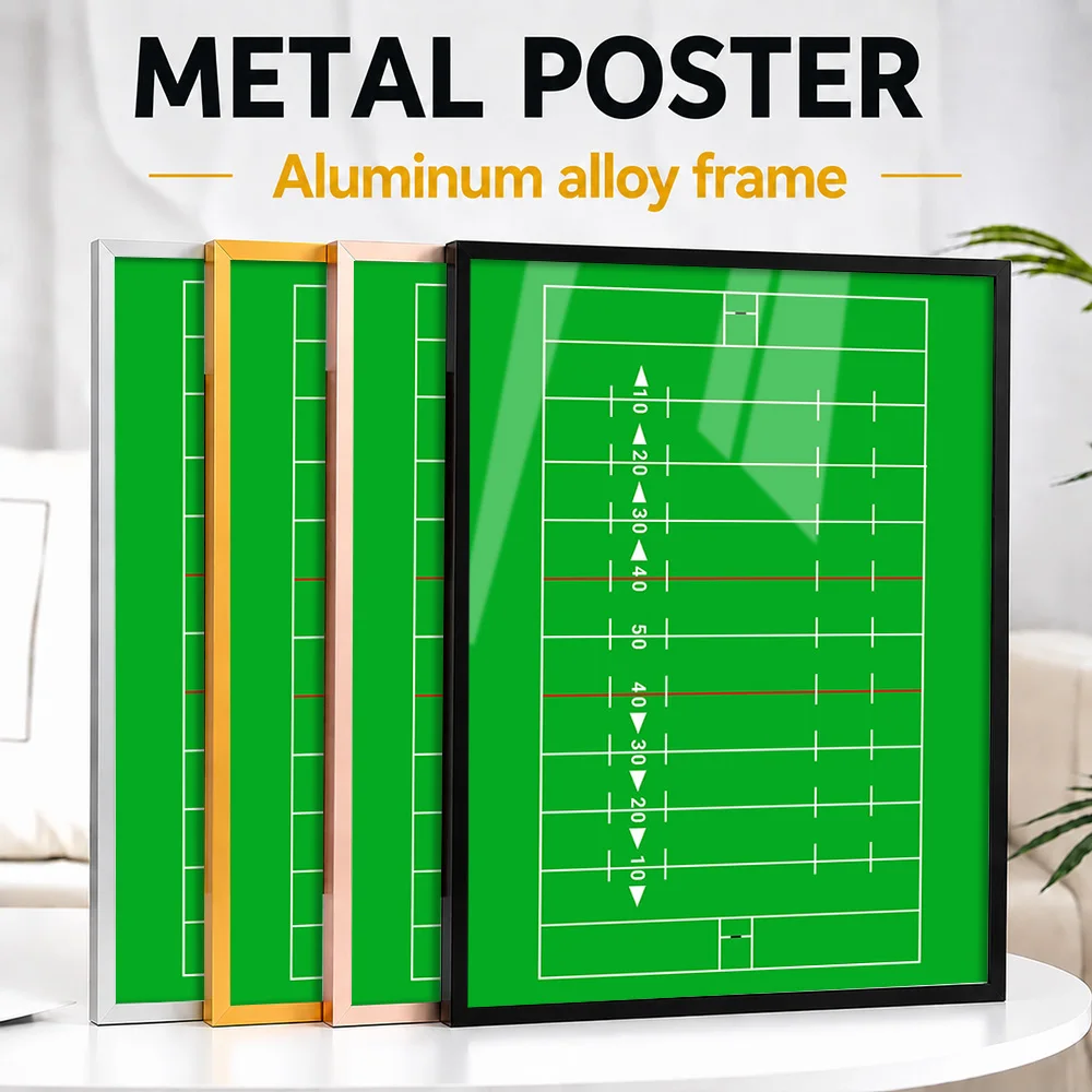 Rugby League Football Field Metal Poster With Aluminum Alloy Frame Personalized Photo Vintage Match Style Wall Art For Bedroom