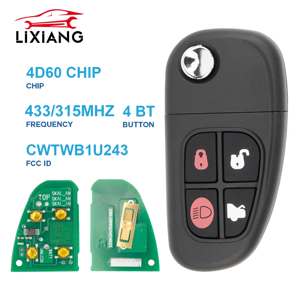 

LIXIANG Car Remote Key For Jaguar X S Type 1999-2009 XJ XJR XJ8 315/434 Mhz 4D60 Chip Auto Smart Control Flip Key NHVWB1U241